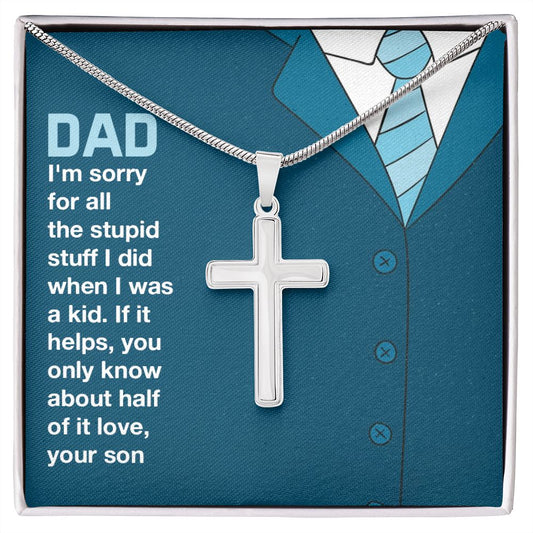 you only know about half of it love Dad Cross Necklace, Father Cross Necklace Father's Day Gift, Christian Gift For Dad, Father Son Cross Necklace - Serbachi