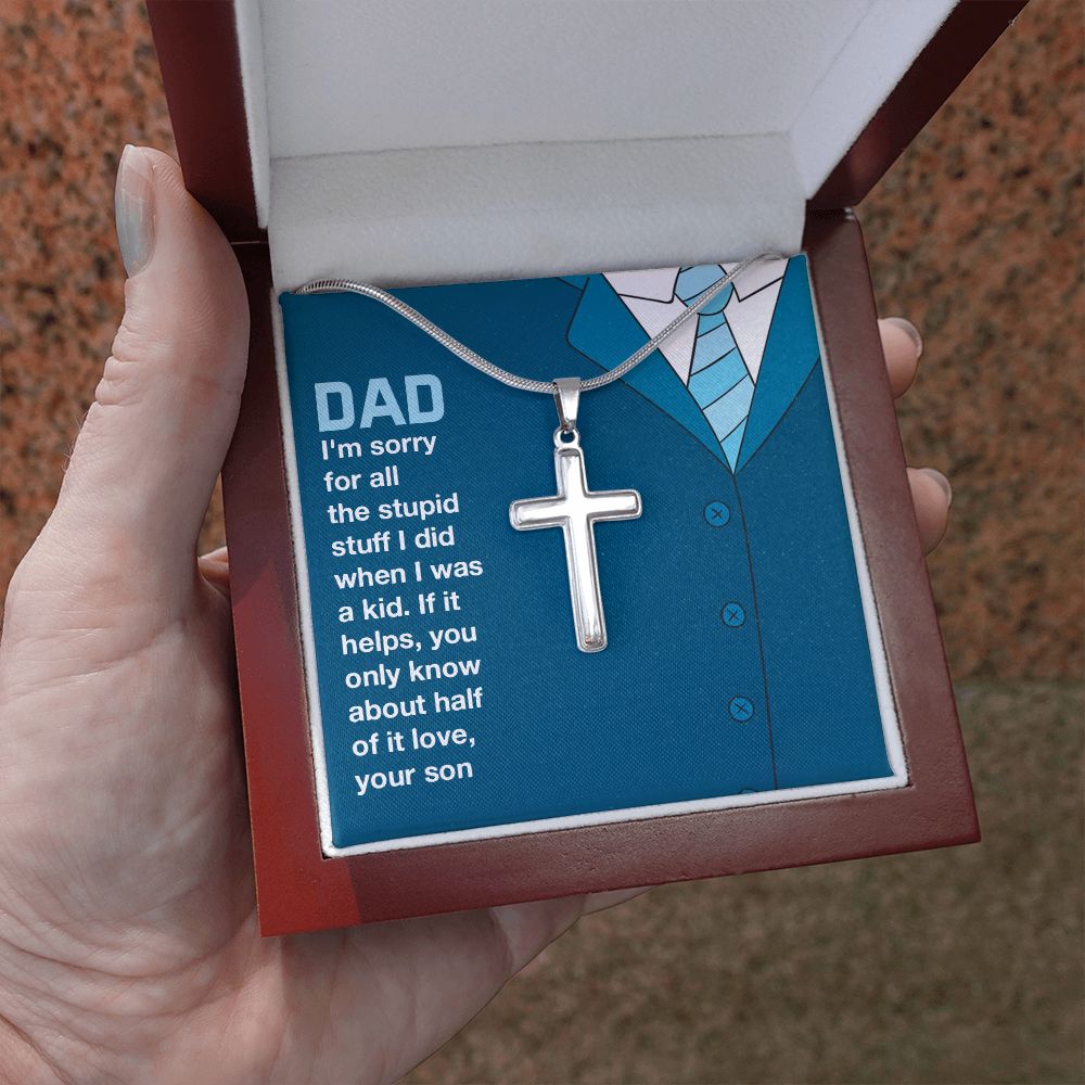 you only know about half of it love Dad Cross Necklace, Father Cross Necklace Father's Day Gift, Christian Gift For Dad, Father Son Cross Necklace - Serbachi