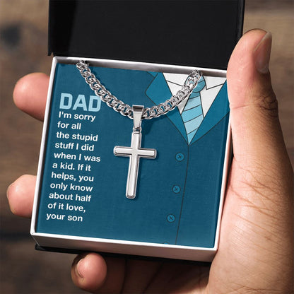 you only know about half of it love Dad Cross Necklace, Father Necklace Father's Day Gift, Christian Gift For Dad, Father Son Cross Necklace - Serbachi