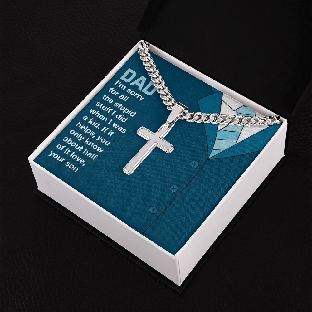 you only know about half of it love Dad Cross Necklace, Father Necklace Father's Day Gift, Christian Gift For Dad, Father Son Cross Necklace - Serbachi