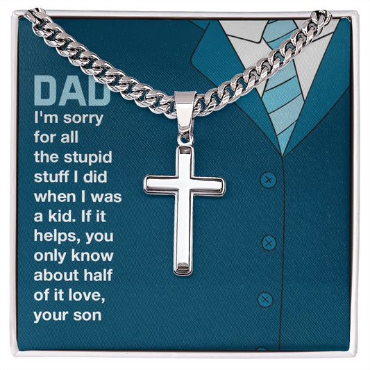 you only know about half of it love Dad Cross Necklace, Father Necklace Father's Day Gift, Christian Gift For Dad, Father Son Cross Necklace - Serbachi