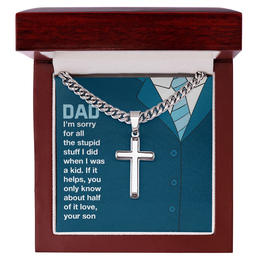 you only know about half of it love Dad Cross Necklace, Father Necklace Father's Day Gift, Christian Gift For Dad, Father Son Cross Necklace - Serbachi