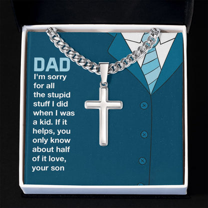 you only know about half of it love Dad Cross Necklace, Father Necklace Father's Day Gift, Christian Gift For Dad, Father Son Cross Necklace - Serbachi