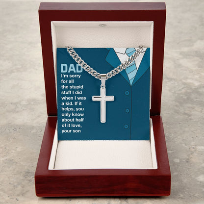 you only know about half of it love Dad Cross Necklace, Father Necklace Father's Day Gift, Christian Gift For Dad, Father Son Cross Necklace - Serbachi