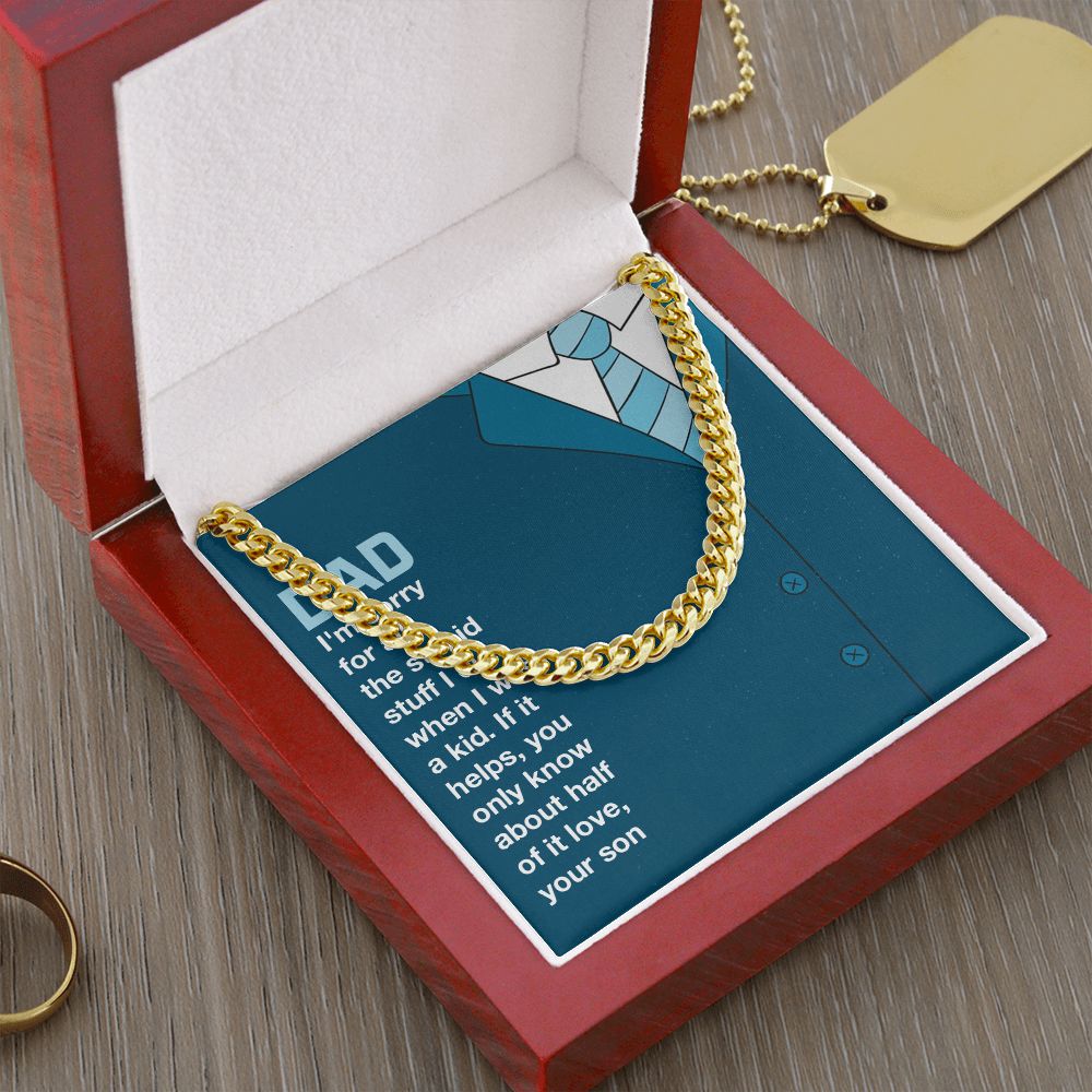 you only know about half of it love Dad Cuban Chain Necklace, Father Necklace Father's Day Gift, Christian Gift For Dad, Father Son Necklace - Serbachi