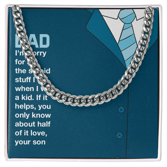 you only know about half of it love Dad Cuban Chain Necklace, Father Necklace Father's Day Gift, Christian Gift For Dad, Father Son Necklace - Serbachi