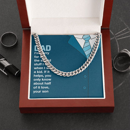 you only know about half of it love Dad Cuban Chain Necklace, Father Necklace Father's Day Gift, Christian Gift For Dad, Father Son Necklace - Serbachi