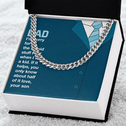 you only know about half of it love Dad Cuban Chain Necklace, Father Necklace Father's Day Gift, Christian Gift For Dad, Father Son Necklace - Serbachi