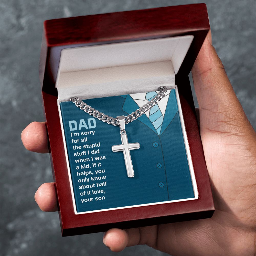 you only know about half of it love Personalized Dad Cross Necklace, Father Necklace Father's Day Gift, Christian Gift For Dad, Father Son Necklace - Serbachi