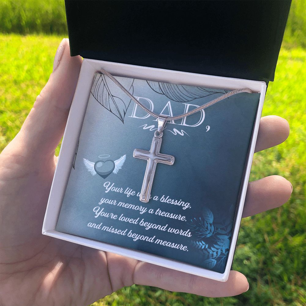 Your life was a Dad Cross Necklace, Father Cross Necklace Father's Day Gift, Christian Gift For Dad, Father Son Cross Necklace - Serbachi