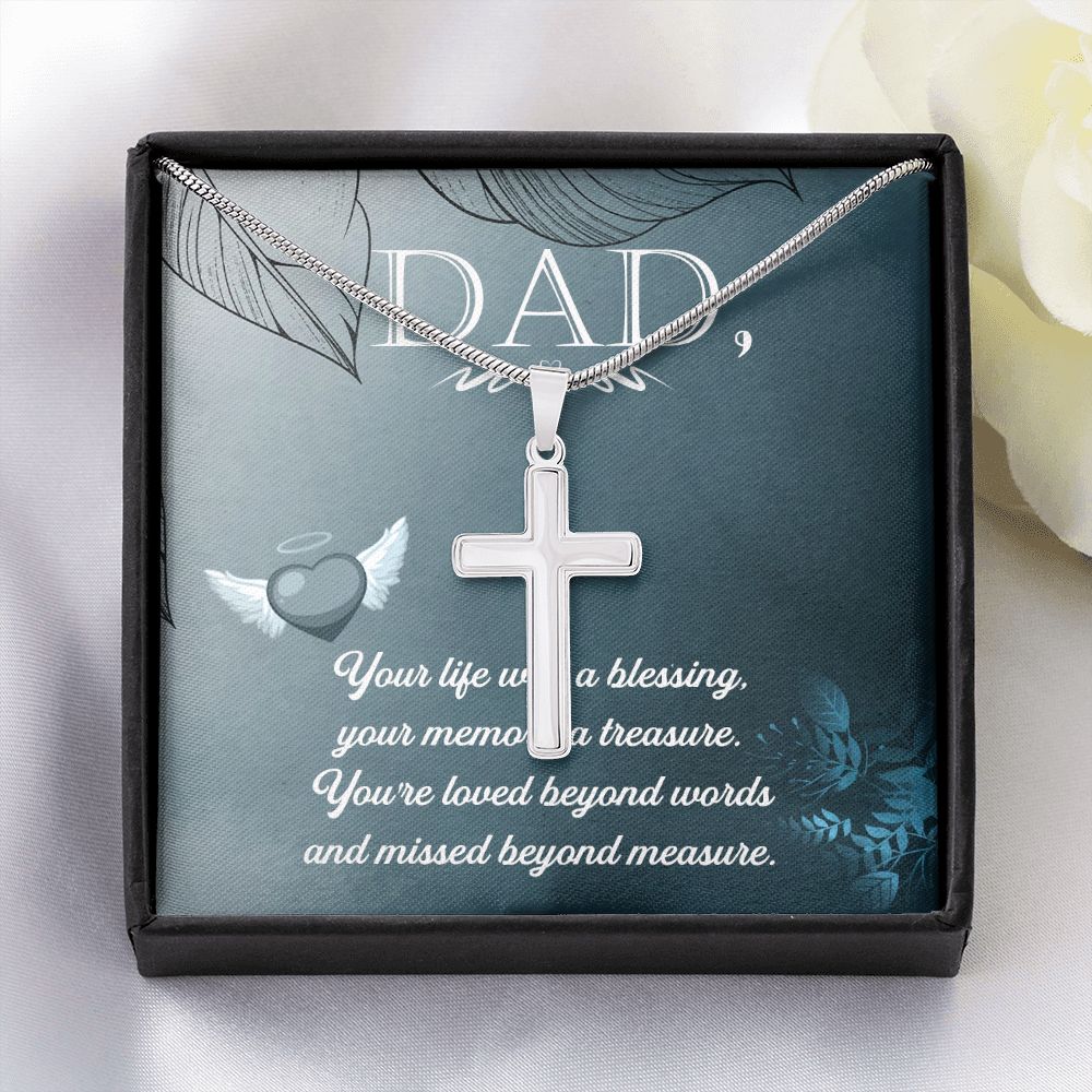 Your life was a Dad Cross Necklace, Father Cross Necklace Father's Day Gift, Christian Gift For Dad, Father Son Cross Necklace - Serbachi