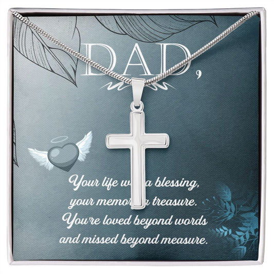 Your life was a Dad Cross Necklace, Father Cross Necklace Father's Day Gift, Christian Gift For Dad, Father Son Cross Necklace - Serbachi