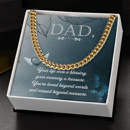 Your life was a Dad Cuban Chain Necklace, Father Necklace Father's Day Gift, Christian Gift For Dad, Father Son Necklace - Serbachi