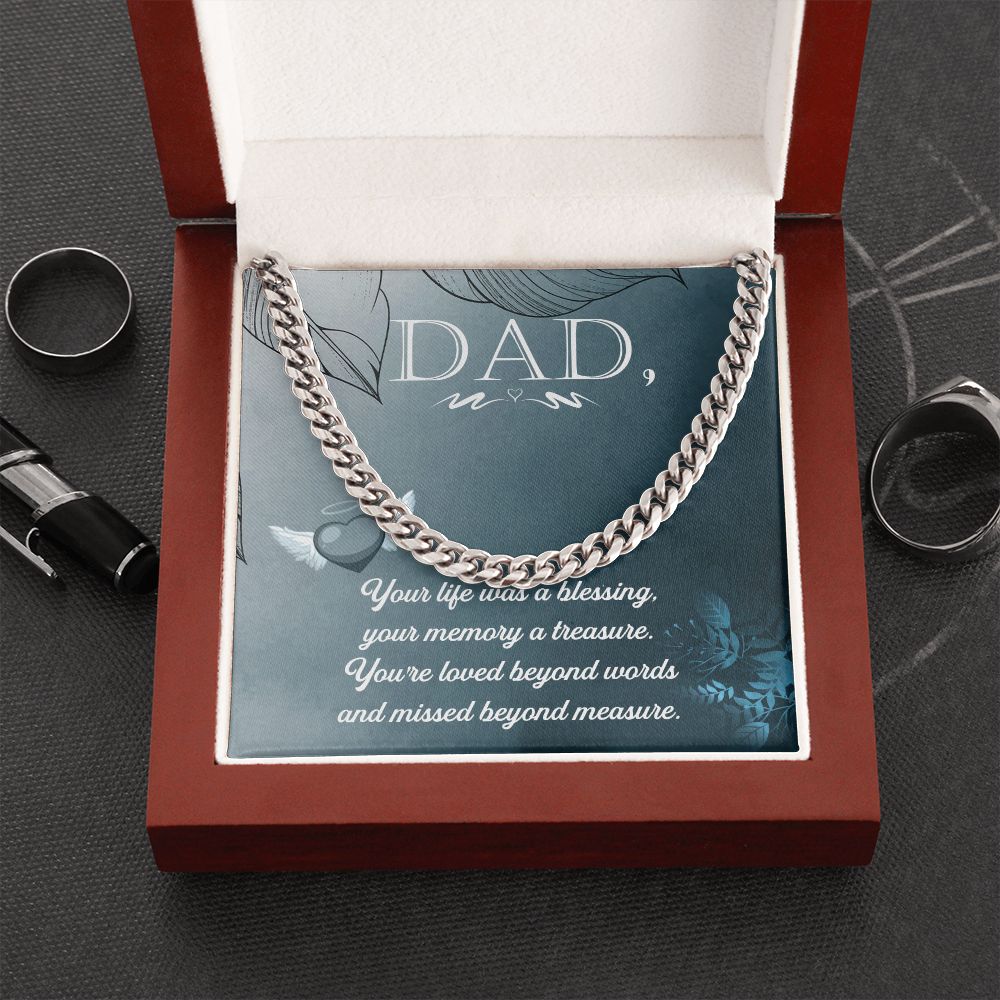 Your life was a Dad Cuban Chain Necklace, Father Necklace Father's Day Gift, Christian Gift For Dad, Father Son Necklace - Serbachi