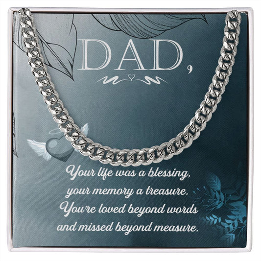 Your life was a Dad Cuban Chain Necklace, Father Necklace Father's Day Gift, Christian Gift For Dad, Father Son Necklace - Serbachi