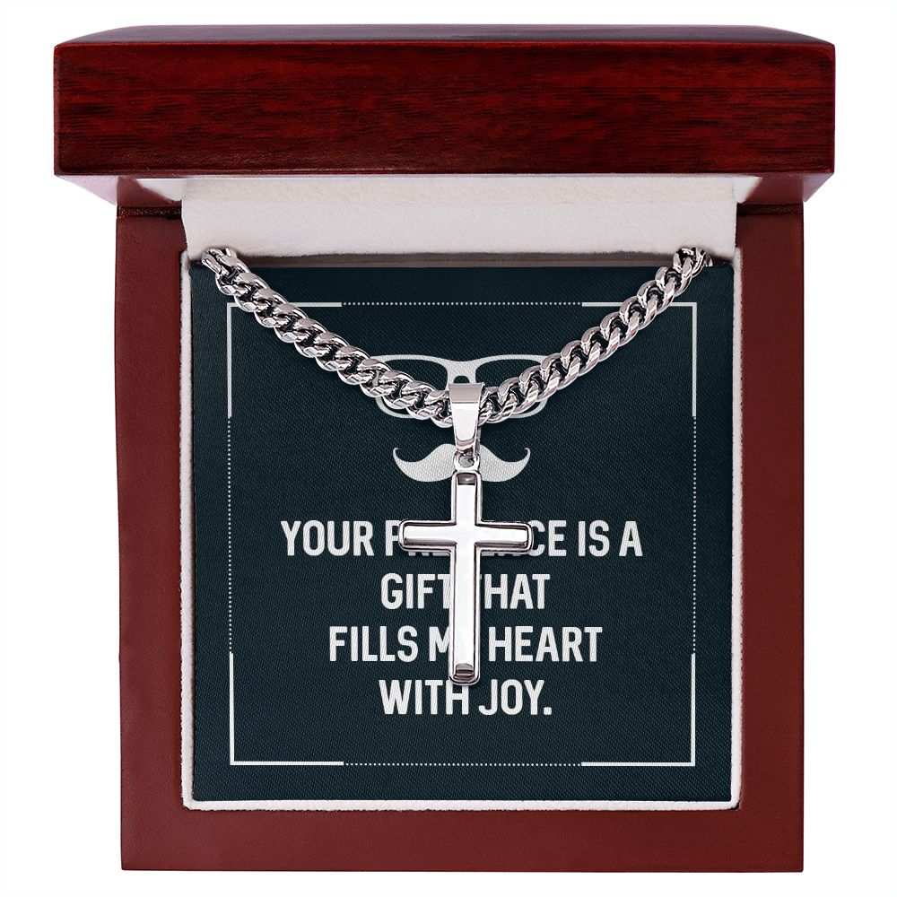 Your presence is a gift that fills my heart with joy Dad Cross Necklace, Father Necklace Father's Day Gift, Christian Gift For Dad, Father Son Cross Necklace - Serbachi