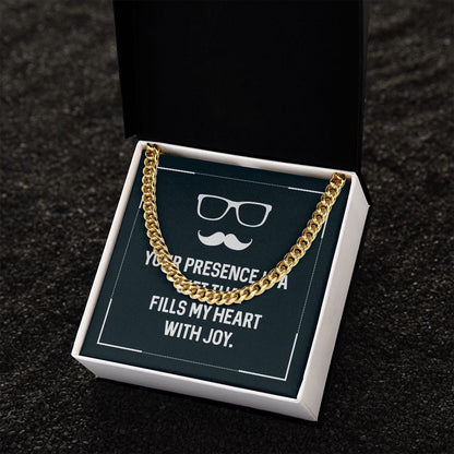 Your presence is a gift that fills my heart with joy Dad Cuban Chain Necklace, Father Necklace Father's Day Gift, Christian Gift For Dad, Father Son Necklace - Serbachi