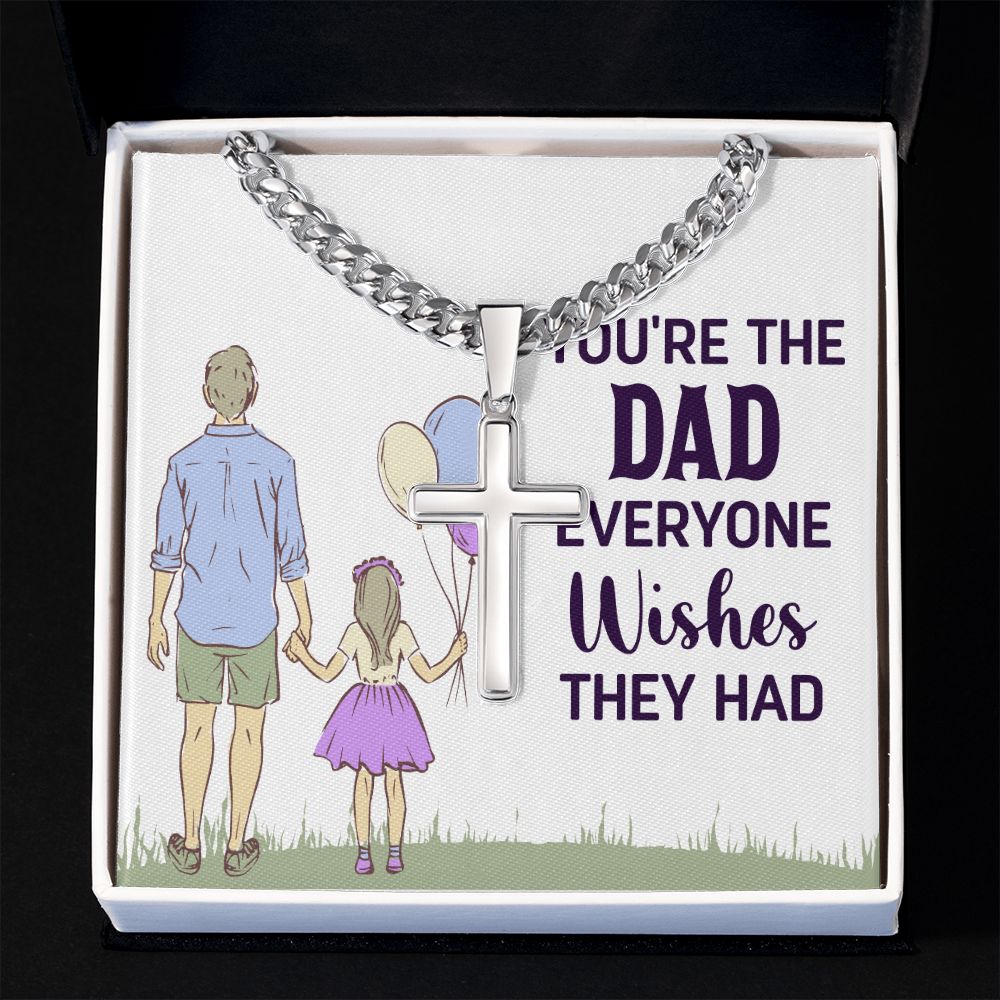 you're the dad everyone wishes they had Dad Cross Necklace, Father Necklace Father's Day Gift, Christian Gift For Dad, Father Son Cross Necklace - Serbachi