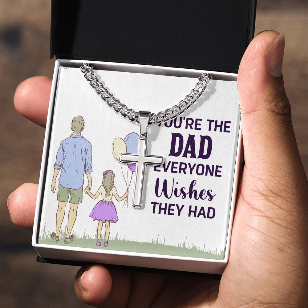 you're the dad everyone wishes they had Dad Cross Necklace, Father Necklace Father's Day Gift, Christian Gift For Dad, Father Son Cross Necklace - Serbachi