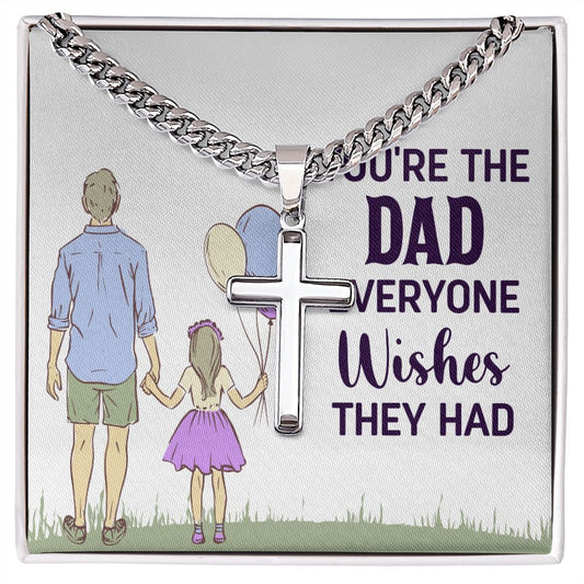 you're the dad everyone wishes they had Dad Cross Necklace, Father Necklace Father's Day Gift, Christian Gift For Dad, Father Son Cross Necklace - Serbachi