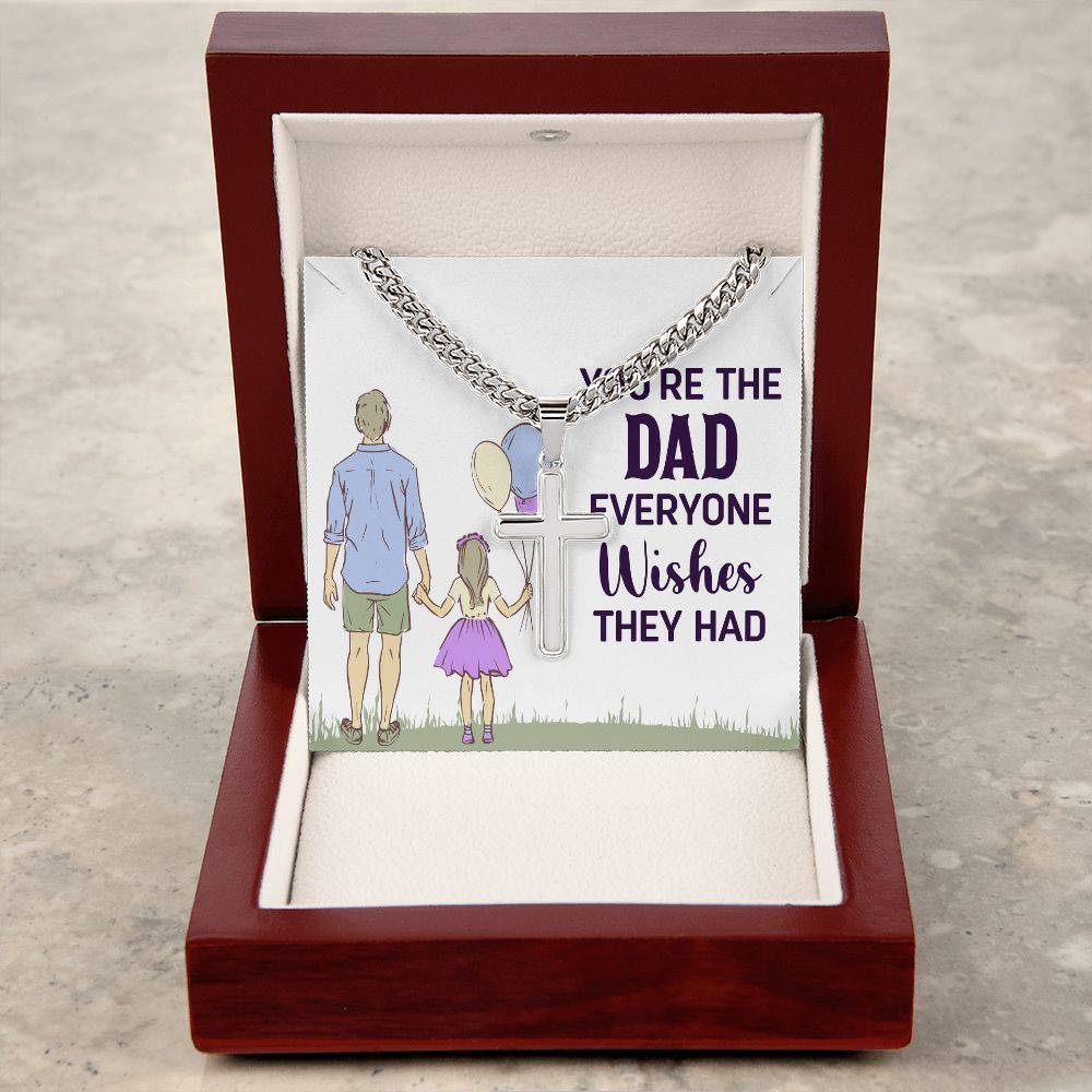 you're the dad everyone wishes they had Dad Cross Necklace, Father Necklace Father's Day Gift, Christian Gift For Dad, Father Son Cross Necklace - Serbachi