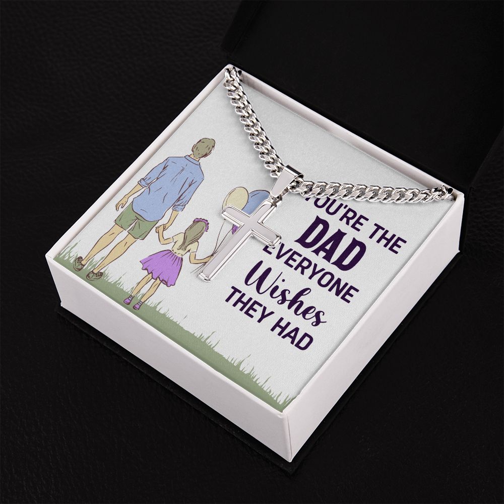 you're the dad everyone wishes they had Dad Cross Necklace, Father Necklace Father's Day Gift, Christian Gift For Dad, Father Son Cross Necklace - Serbachi