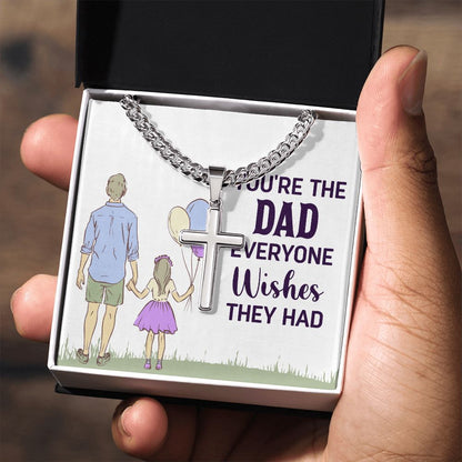 you're the dad everyone wishes they had Personalized Dad Cross Necklace, Father Necklace Father's Day Gift, Christian Gift For Dad, Father Son Necklace - Serbachi