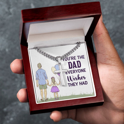 you're the dad everyone wishes they had Personalized Dad Cross Necklace, Father Necklace Father's Day Gift, Christian Gift For Dad, Father Son Necklace - Serbachi