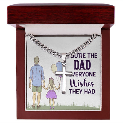 you're the dad everyone wishes they had Personalized Dad Cross Necklace, Father Necklace Father's Day Gift, Christian Gift For Dad, Father Son Necklace - Serbachi