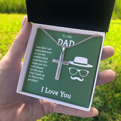 You're the greatest Dad Cross Necklace, Father Cross Necklace Father's Day Gift, Christian Gift For Dad, Father Son Cross Necklace - Serbachi