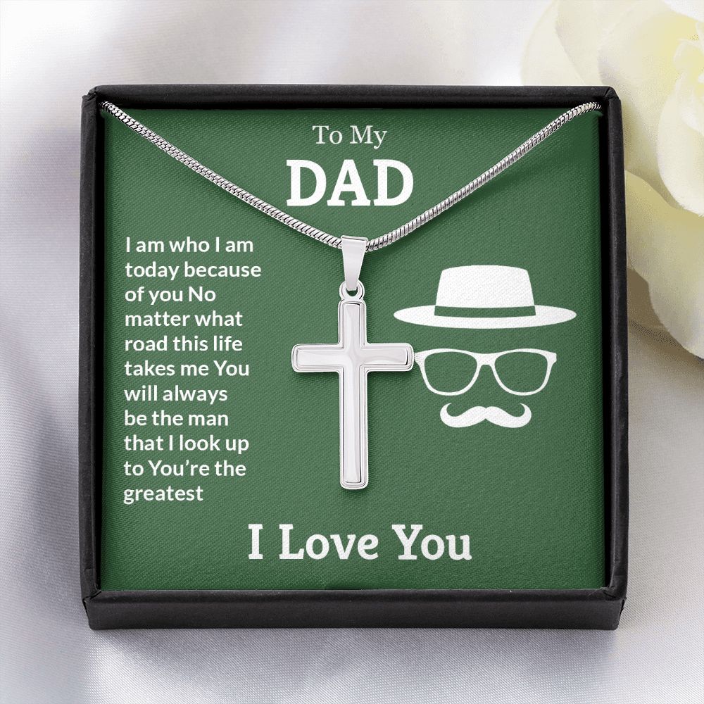 You're the greatest Dad Cross Necklace, Father Cross Necklace Father's Day Gift, Christian Gift For Dad, Father Son Cross Necklace - Serbachi