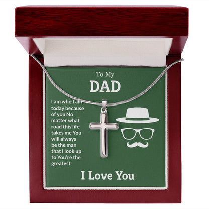 You're the greatest Dad Cross Necklace, Father Cross Necklace Father's Day Gift, Christian Gift For Dad, Father Son Cross Necklace - Serbachi