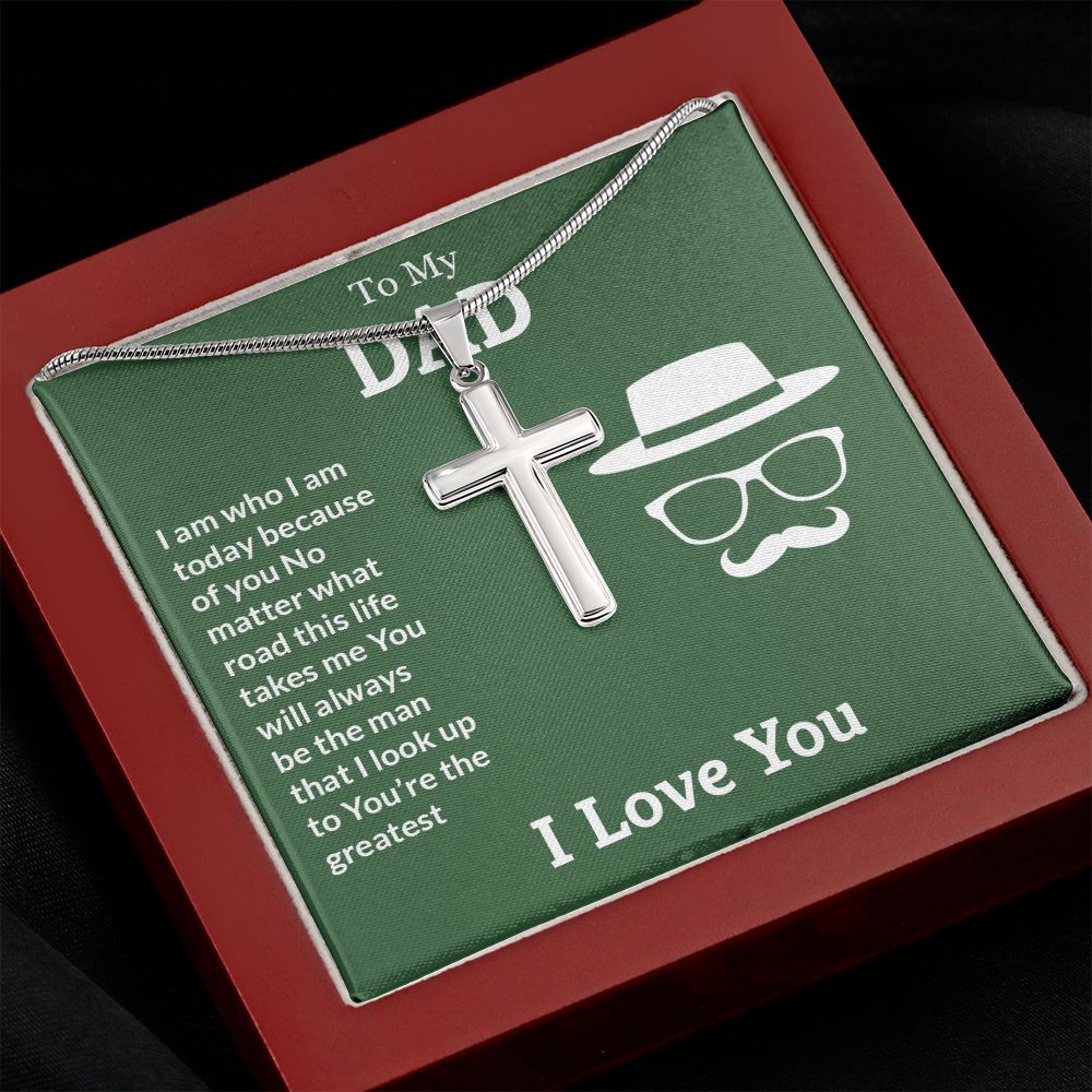 You're the greatest Dad Cross Necklace, Father Cross Necklace Father's Day Gift, Christian Gift For Dad, Father Son Cross Necklace - Serbachi