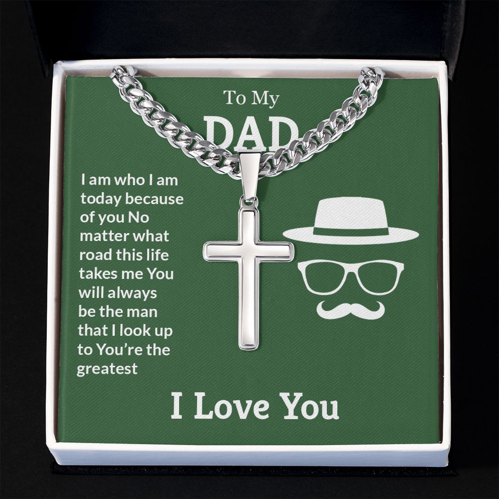 You're the greatest Dad Cross Necklace, Father Necklace Father's Day Gift, Christian Gift For Dad, Father Son Cross Necklace - Serbachi