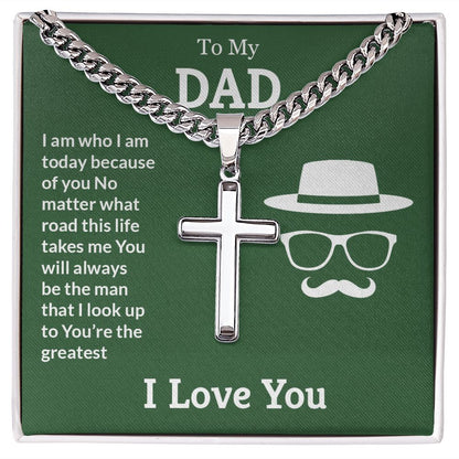 You're the greatest Dad Cross Necklace, Father Necklace Father's Day Gift, Christian Gift For Dad, Father Son Cross Necklace - Serbachi