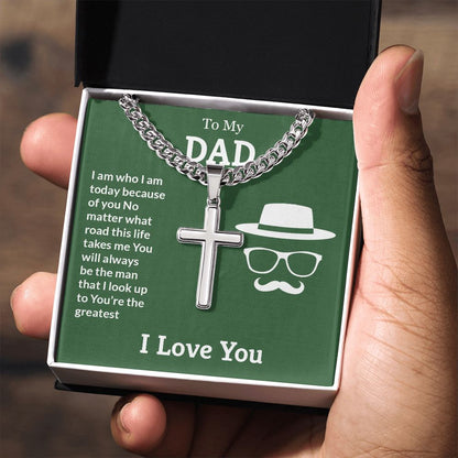 You're the greatest Dad Cross Necklace, Father Necklace Father's Day Gift, Christian Gift For Dad, Father Son Cross Necklace - Serbachi