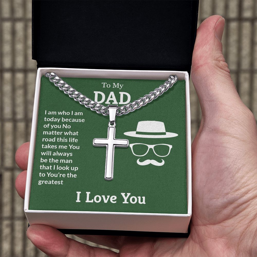 You're the greatest Dad Cross Necklace, Father Necklace Father's Day Gift, Christian Gift For Dad, Father Son Cross Necklace - Serbachi