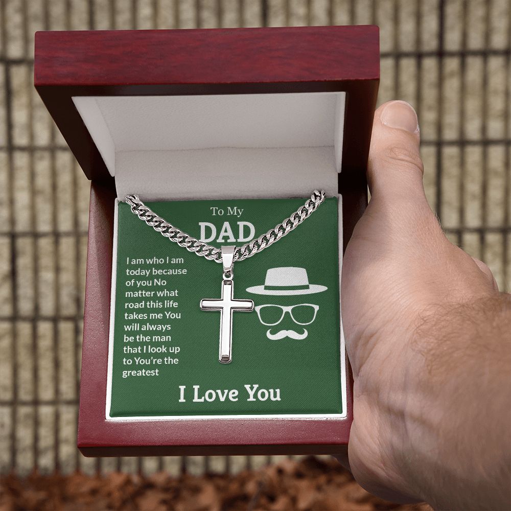 You're the greatest Dad Cross Necklace, Father Necklace Father's Day Gift, Christian Gift For Dad, Father Son Cross Necklace - Serbachi